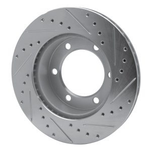 Toyota 4Runner Brake Rotor (1) - Front Left - R1 Concepts - Drilled & Slotted - Silver - `95-`04